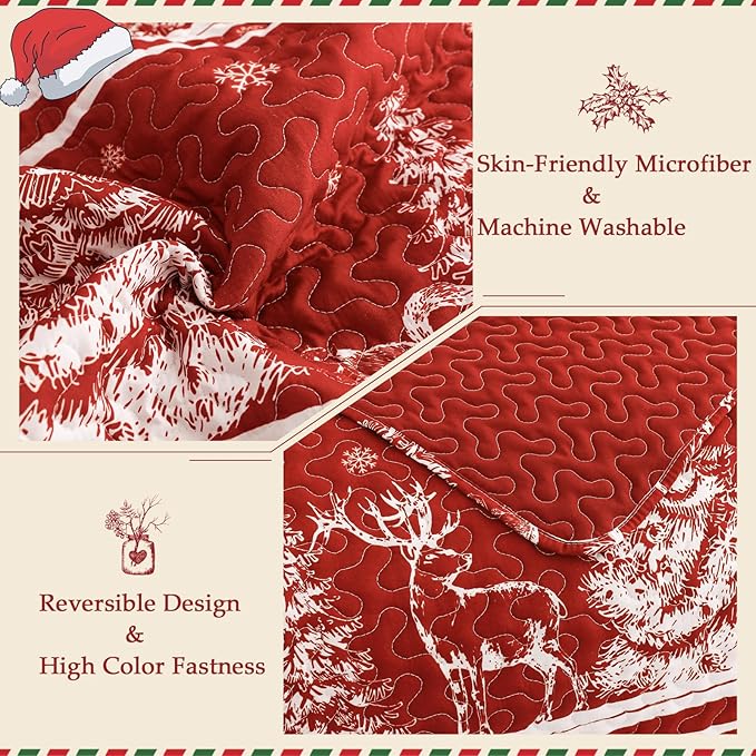 Exclusivo Mezcla Reversible Christmas Quilts Queen Size - Image 3