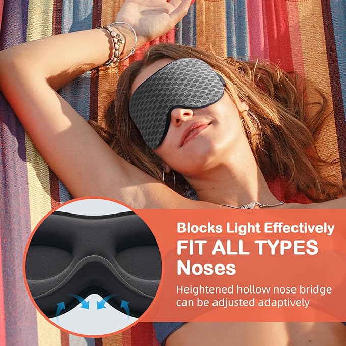 INNELO 3D Contoured Sleep Mask for Side Sleepers, 100% Light Blocking Sleeping - Image 3