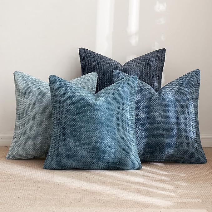 MIULEE Pack of 4 Couch Throw Pillow Covers 20x20 Inch Neutral Blue Soft - Image 4