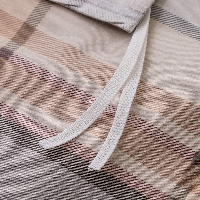 SUSYBAO Brown Tartan Duvet Covr King 100% Cotton 3 Pcs Set 1 Khaki Buffalo - Image 4