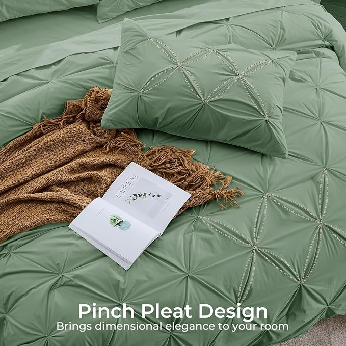 Sasttie King Size Comforter Set, 7-Piece Bed in a Bag, Pintuck Bedding Set - Image 4