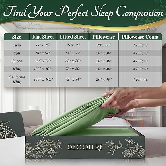 DECOLURE 100% Viscose Derived from Bamboo Sheets Twin Size - Image 8
