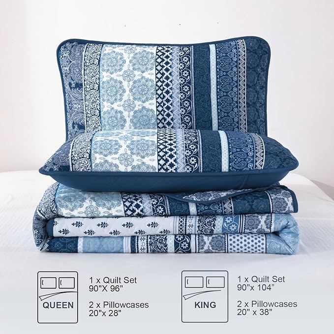 WONGS BEDDING Boho Quilt Set Twin Size, Lightweight Bedspread Coverlet Bedding - Image 7