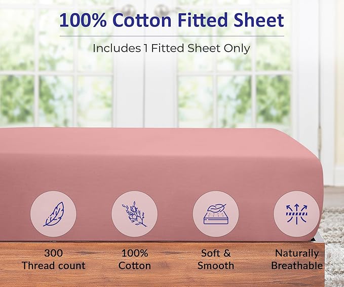 ROYALE LINENS 300 Thread Count 100% Long Staple Combed Cotton Fitted Sheet Twin - Image 4