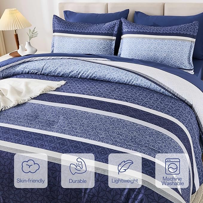 WONGS BEDDING Comforter Set Queen Size 7 Pieces, Patchwork Soft Lightweight - Image 5