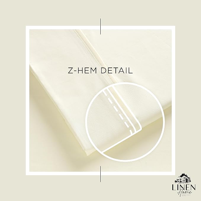 Linen Home 100% Cotton Percale 1 Flat Sheet, Twin Size - Image 3