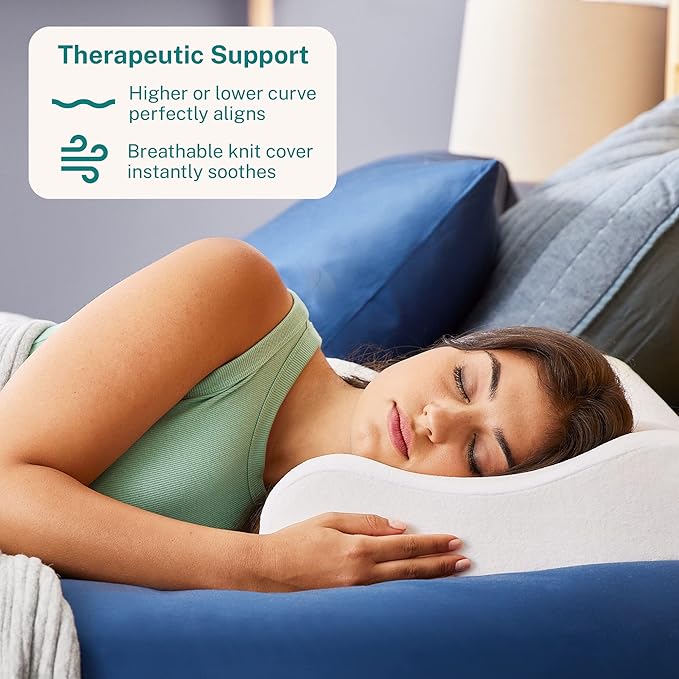 Sleep Innovations Memory Foam Contour Pillow, Queen Size, and Shoulder Alignment - Image 2