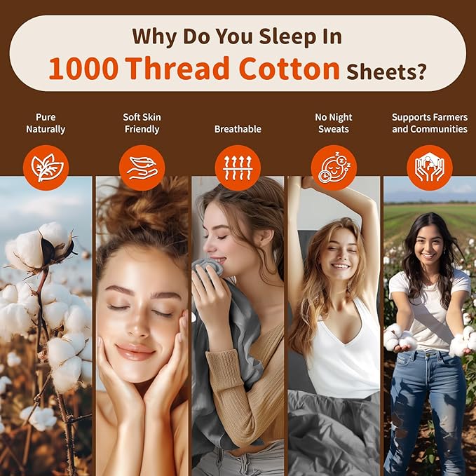LBRO2M Split King Sheet Sets for Adjustable Bed 1000 Thread Count 100% Egyptian - Image 4