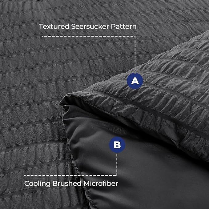 HYMOKEGE California King Comforter Set Seersucker 7 Pieces, All Season Luxury - Image 4