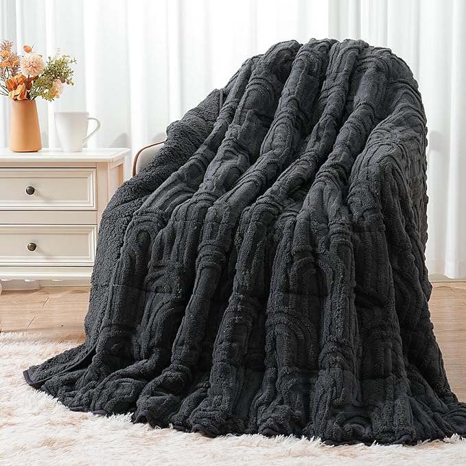 Wemore Jacquard Fleece Weighted Blanket King Size 80" x 87" 15lbs, Ultra Soft by WemoreDirect