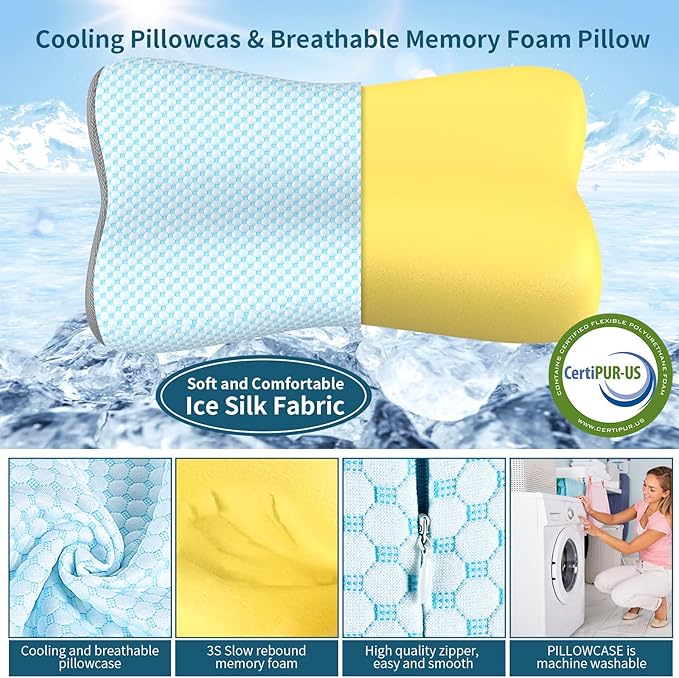 Cervical Neck Pillow for Pain Relief, Contour Memory Foam Pillows for Sleeping - Image 5