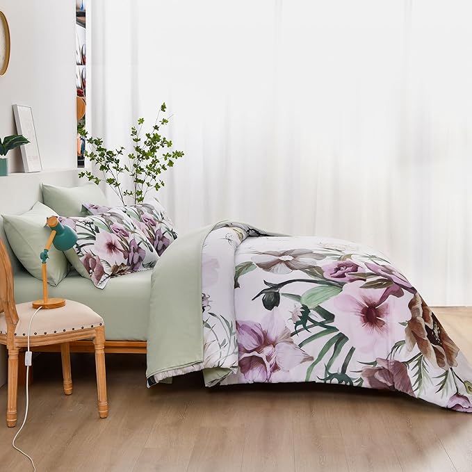 Luxudecor Floral Comforter Set Twin Size 5 Piece, Elegant Floral Comforter - Image 4