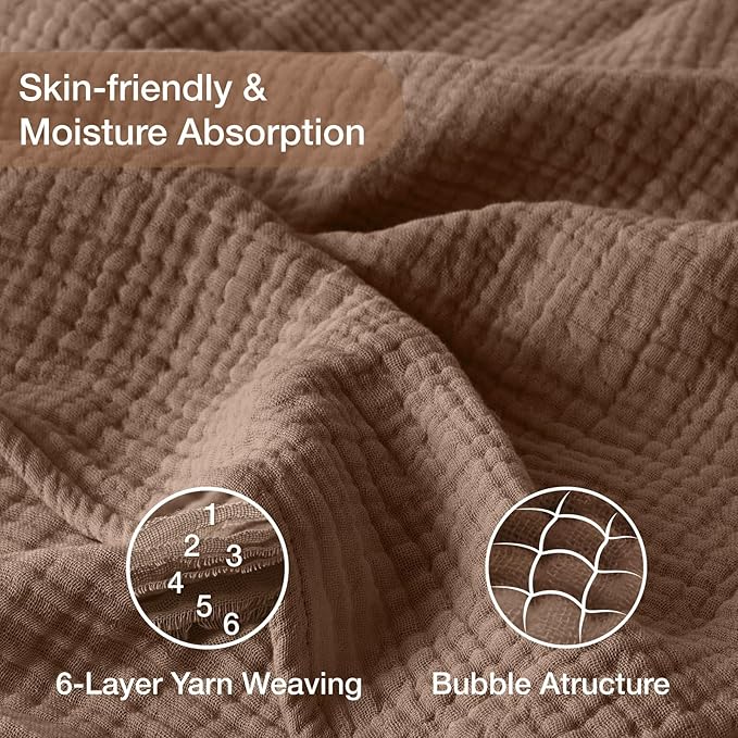 100% Cotton Muslin Blanket 50" x 60", Breathable and Lightweight Cotton Throw - Image 3