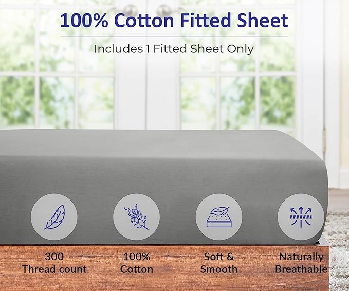 ROYALE LINENS 300 Thread Count 100% Long Staple Combed Cotton Fitted Sheet Twin - Image 4