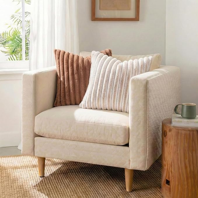 Pallene Faux Fur Plush Throw Pillow Covers 20x20 Set of 2, Luxury Soft Fluffy - Image 4