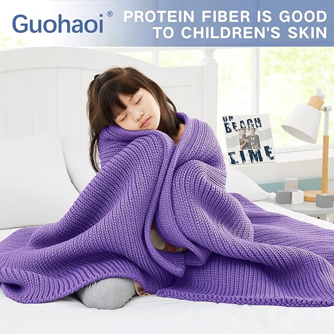 Guohaoi Knitted Weighted Blanket Kids No Beads Cooling Heavy Blanket, Home - Image 3