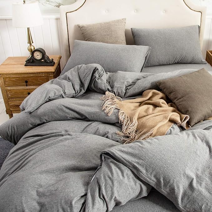 PURE ERA Jersey Knit Duvet Cover Set 100% T-Shirt Cotton Super Soft Comfy 2pc - Image 4