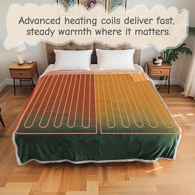 Electric Heated Blanket Throw Size 50"x60", Soft Flannel - Image 7