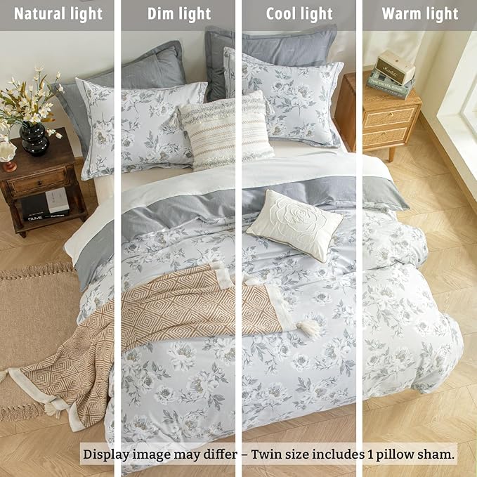 LEMIROE Floral Cotton Comforter Twin Size - Image 6