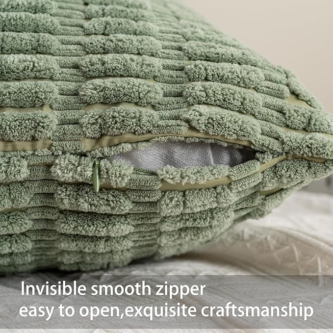 Aegero Pack of 2 Corduroy Decorative Throw Pillow Covers 16x16 Inch Soft - Image 3