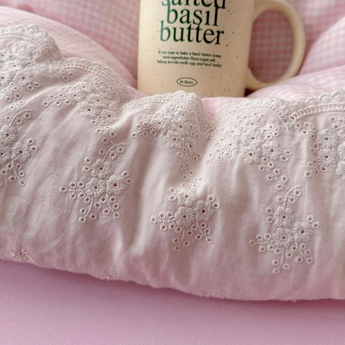mixinni Pink Gingham Duvet Cover Full Size - Image 9
