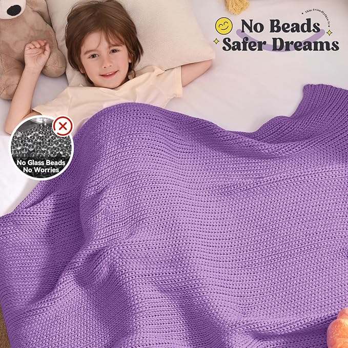 Guohaoi Knitted Weighted Blanket Kids No Beads Cooling Heavy Blanket, Home - Image 3