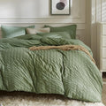 JELLYMONI Dark Green Duvet Cover Twin Size, Soft Breathable Seersucker Duvet by JELLYMONI