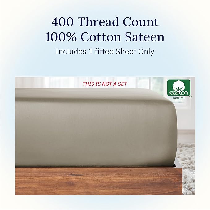 California Design Den Fitted Full Sheet Only, Deep Pocket Soft 400 Thread Count - Image 3