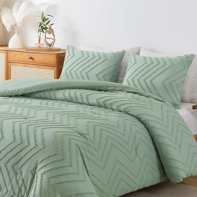 Andency Sage Green Comforter Full, Boho Soft Fluffy Warm Lightweight Bedding - Image 7