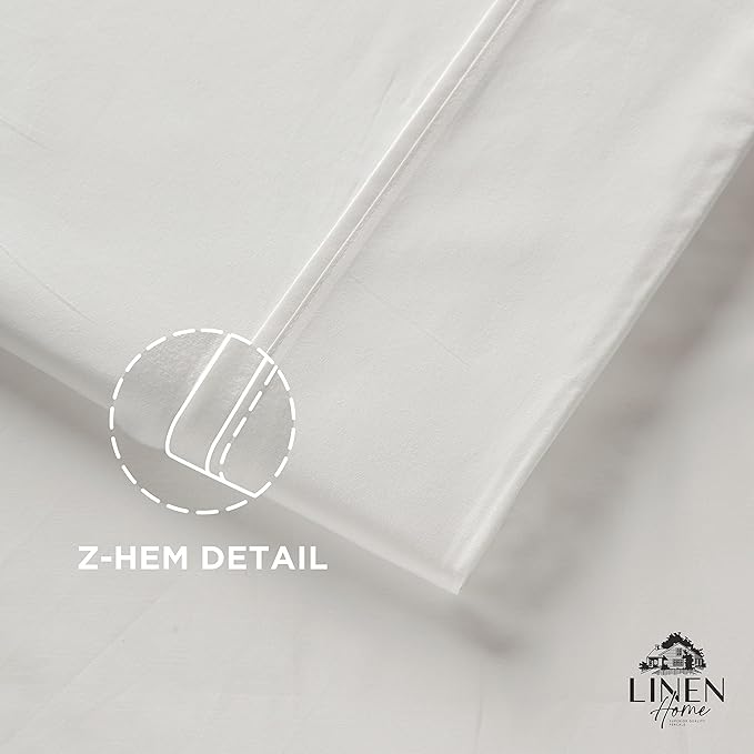 Linen Home 100% Cotton Percale 1 Flat Sheet, Queen Size - Image 3