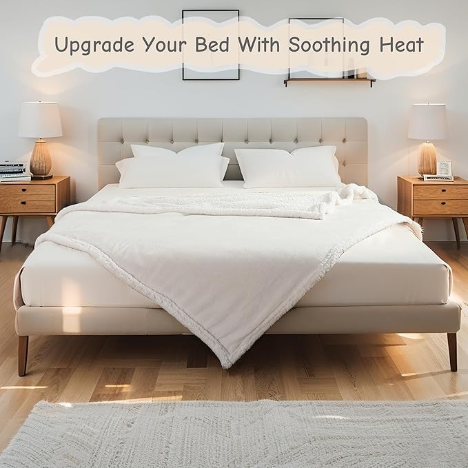 Electric Heated Blanket Queen Size 84"x90", Soft Flannel - Image 3