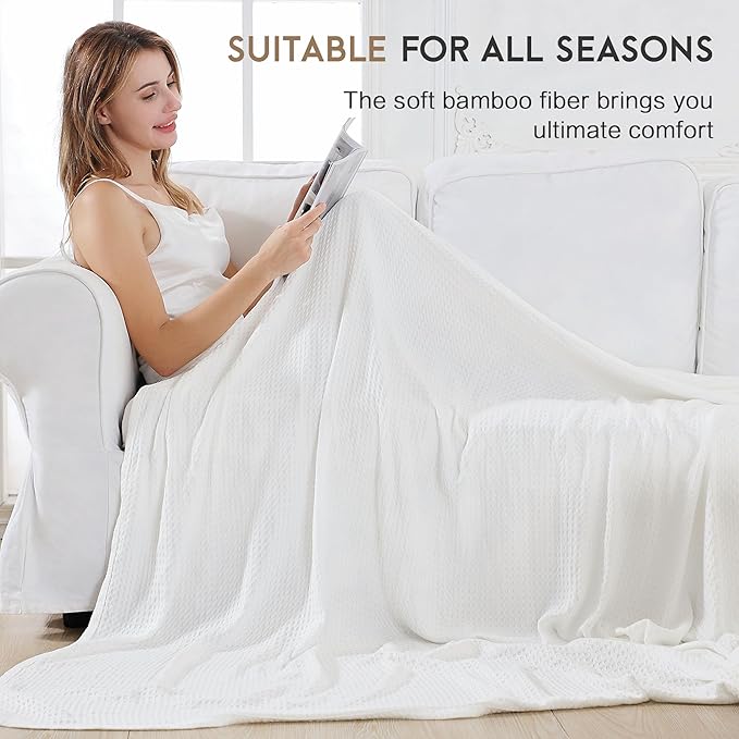 AmyHomie Cooling Waffle Blanket Queen Size, 100% Rayon Derived from Bamboo - Image 3