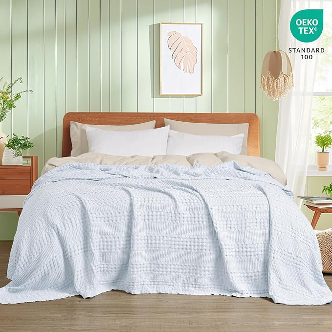 PHF Cooling Waffle Blanket Queen Size, Lightweight 60% Rayon from Bamboo & 40% - Image 4