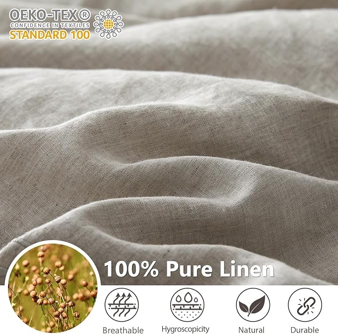 Simple&Opulence 100% Washed Linen Duvet Cover Set 78"x86" - Image 4