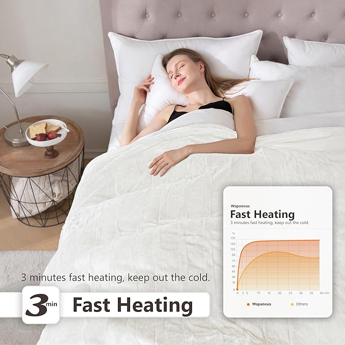 Wapaneus Heated Blanket Electric Queen Size 84"x90"-Dual Control - Image 3
