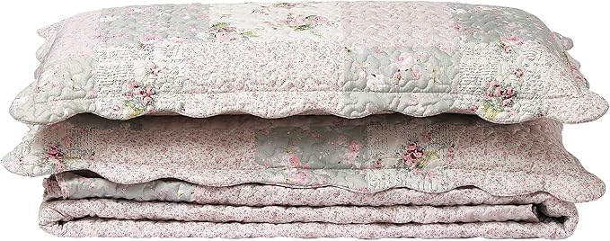 Brilliant Sunshine Rose and Sage Quilt Set, 3-Piece Bedding Sets - Image 6