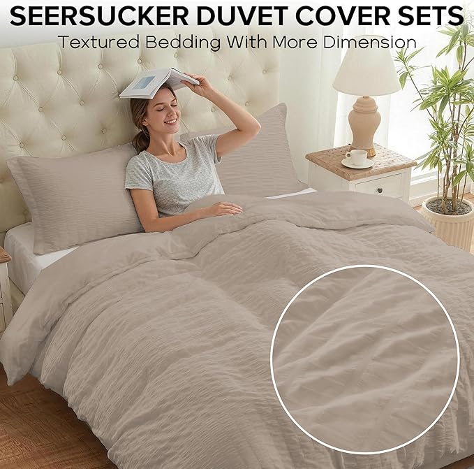 Cozyide Linen Duvet Cover Queen Size, 3 Pieces Bedding Duvet Covers, Soft - Image 2