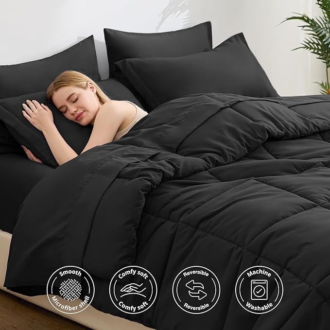 Love's cabin Twin XL Comforter Set Ash Black, 5 Pieces Twin XL Bed in a Bag - Image 3