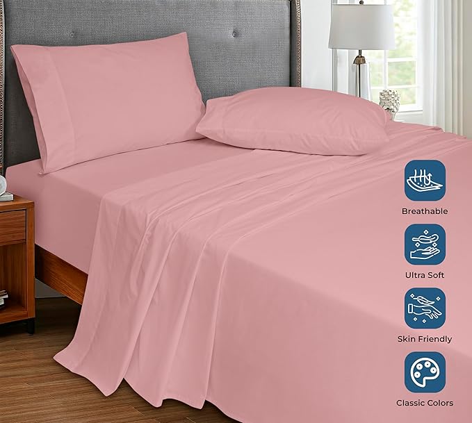Royale Linens 100% Organic Cotton Queen Flat Sheet Only - Image 4