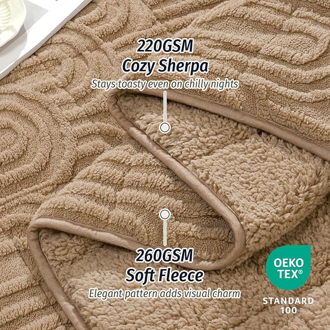 Wemore Jacquard Fleece Weighted Blanket Queen Size 60" x 80" 15lbs, Ultra Soft - Image 3