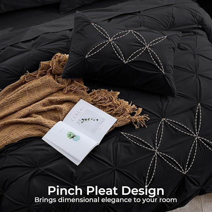 Sasttie Twin Comforter Set, 5-Piece Bed in a Bag, Pintuck Bedding Sets - Image 4