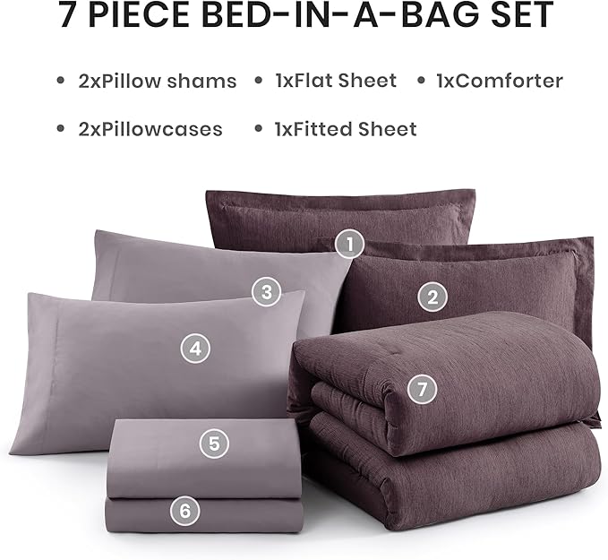 Monbix Super King Plus Comforter Set, Italian Plum Cationic Dyeing Bedding Set - Image 7