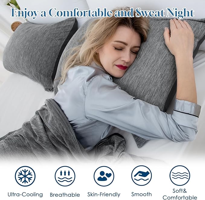CHOSHOME Cooling Pillow Cases Zipper Pillow Covers Q-Max > 0.45 Zippered - Image 4