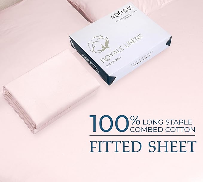 Royale Linens 400 Thread Count 100% American Grown Cotton Fitted Sheet King Size - Image 9