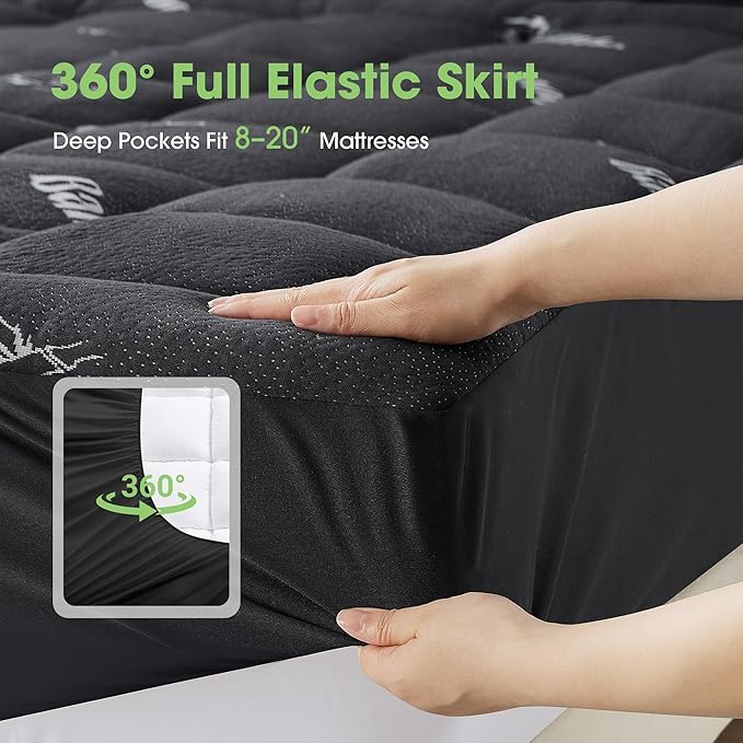 Mattress Pad Full Size, Cooling Pillow Top Mattress Topper, Ultra Soft Viscose - Image 5