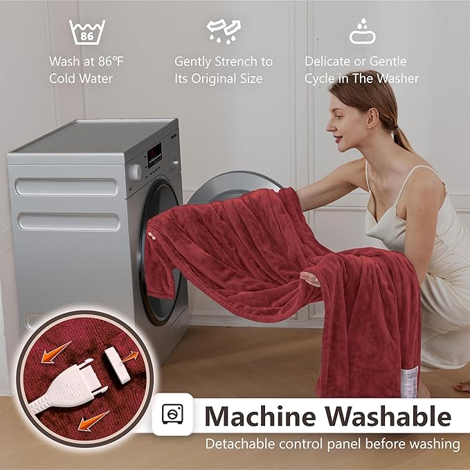 Wapaneus Heated Blanket Electric Queen Size 84"x90"-Dual Control - Image 5