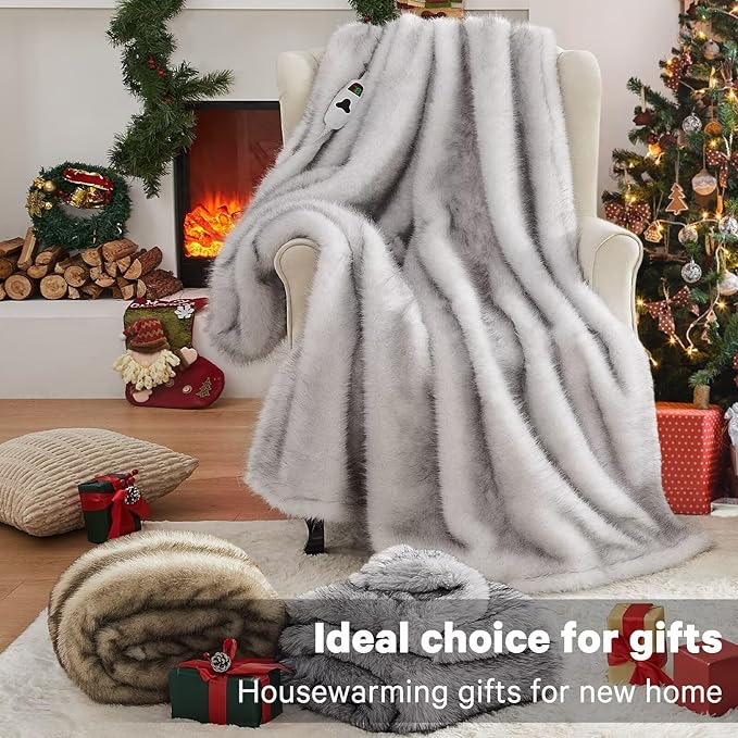Heated Electric Blanket Throw, Octrot 50"X60" Faux Fur Heating Blanket Luxury - Image 6