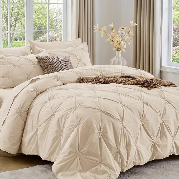 Sasttie Twin Comforter Set, 5-Piece Bed in a Bag, Pintuck Bedding Sets by SASTTIE