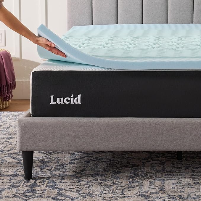 LUCID 2 Inch Gel Memory Foam Mattress Topper, Queen size – 5 Zones – Cooling - Image 6