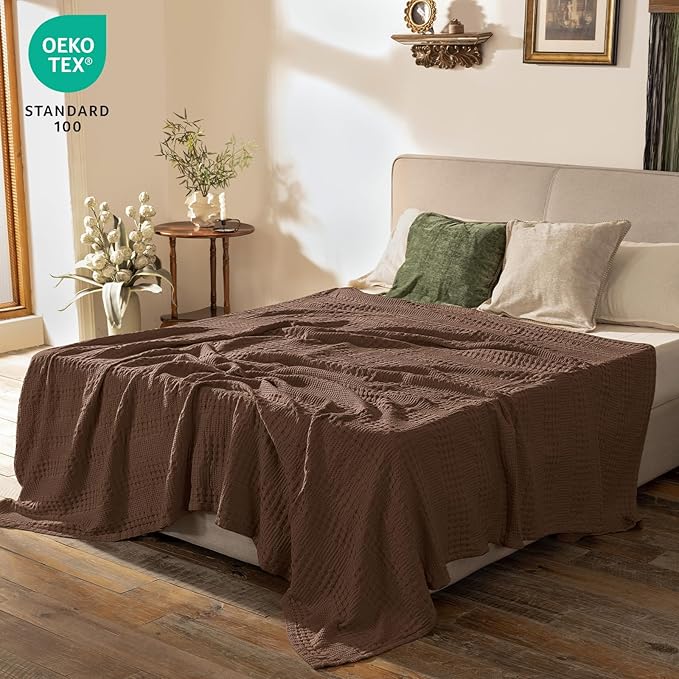 PHF Cooling Waffle Blanket Twin Size, Lightweight 60% Rayon from Bamboo & 40% - Image 3